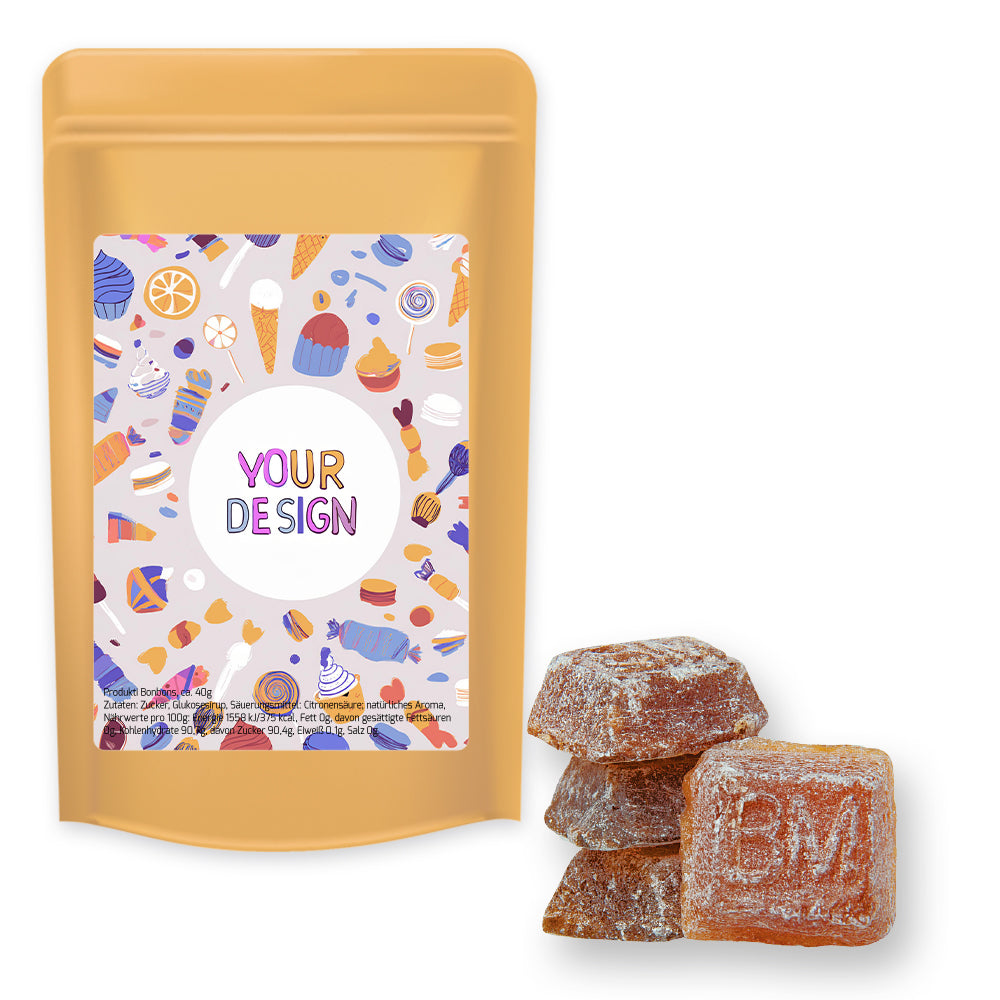 Bonbonmischungen im Standbeutel Midi aus Kraftpapier – Bayrisch Malz Bonbons, ca. 80 g