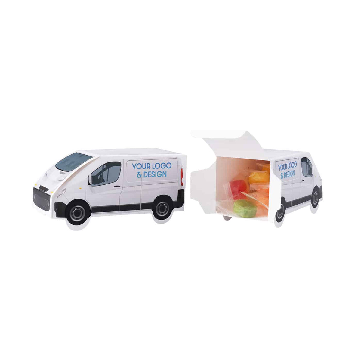 Bonbons im Mini Werbetruck mit Logo