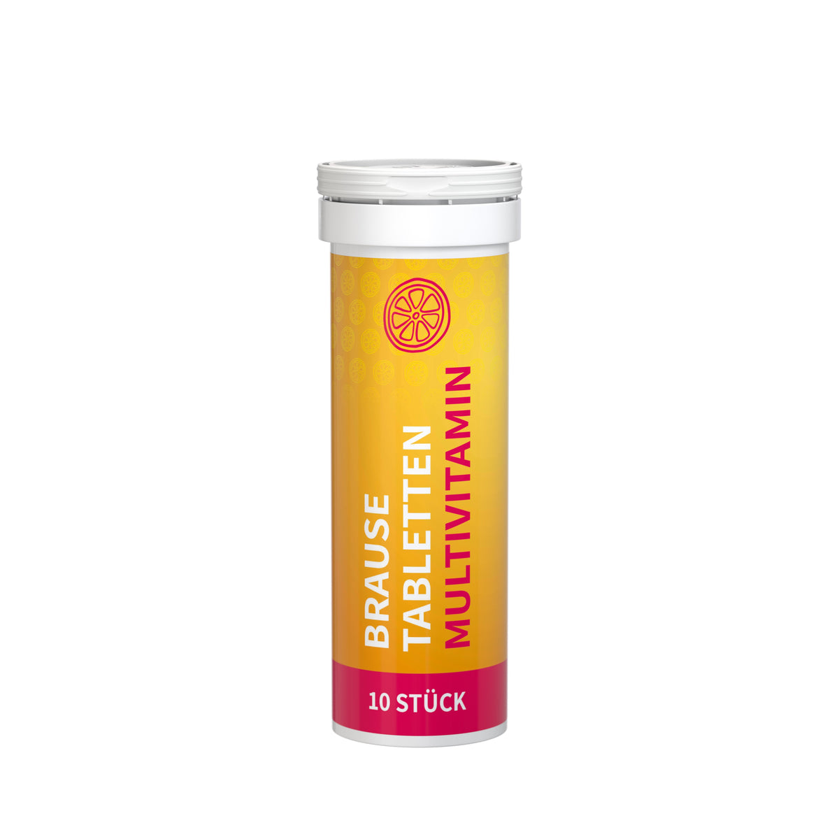 Brausetabletten Multivitamin 45 g Röhrchen mit Etikett rundum