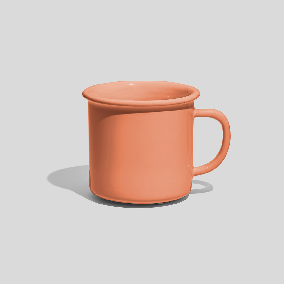 Breite Keramiktasse 320 ml mit Wulstrand – Lachs