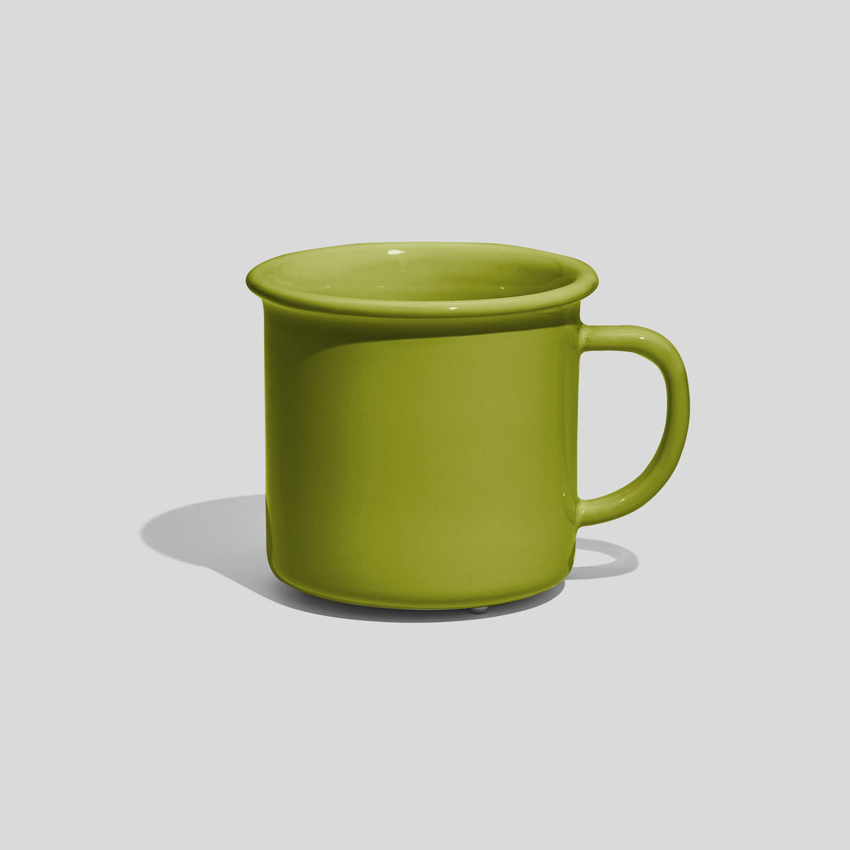 Breite Keramiktasse 320 ml mit Wulstrand – Limettengrün