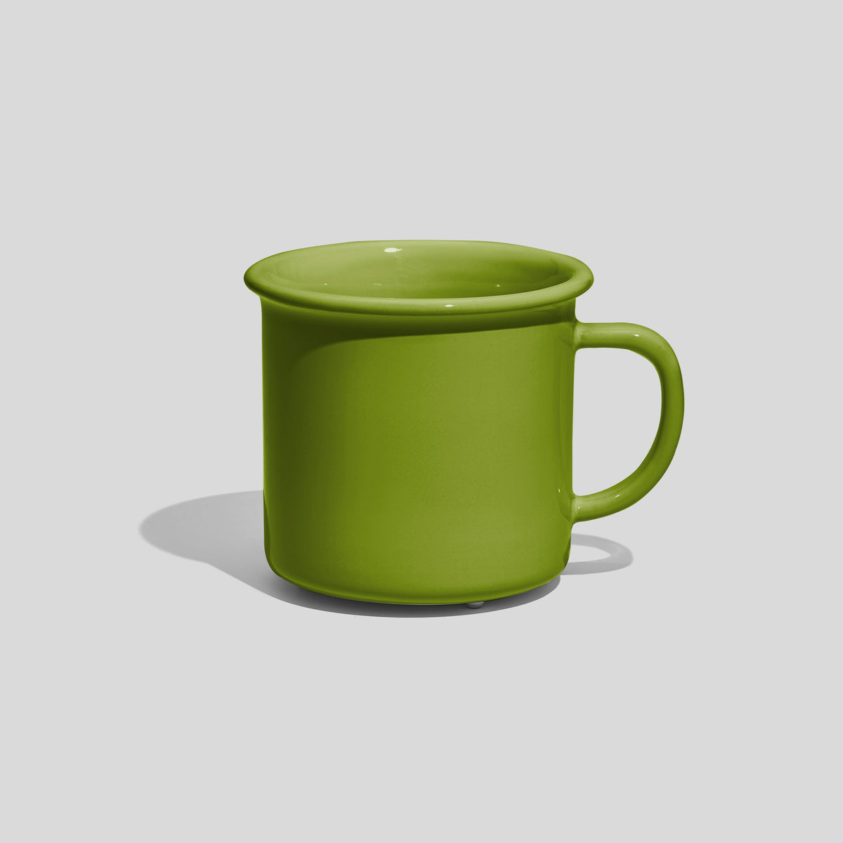 Breite Keramiktasse 320 ml mit Wulstrand – Olivgrün
