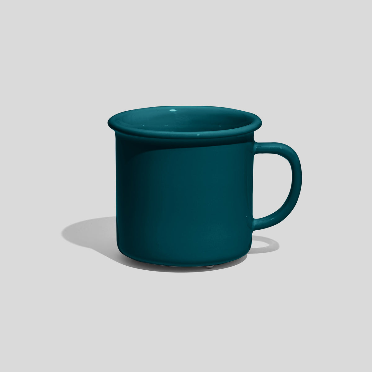 Breite Keramiktasse 320 ml mit Wulstrand – Petrol