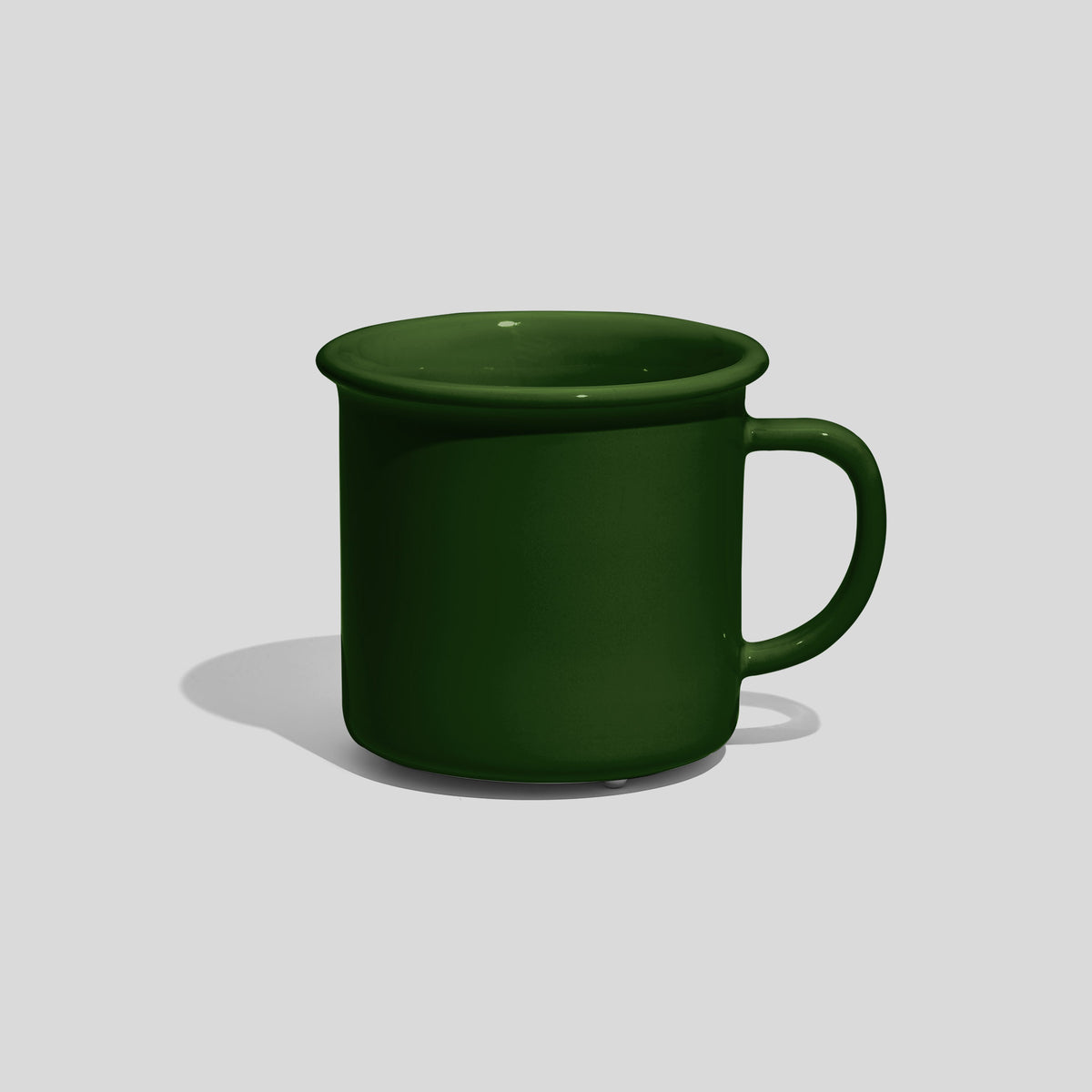 Breite Keramiktasse 320 ml mit Wulstrand – Tannengrün