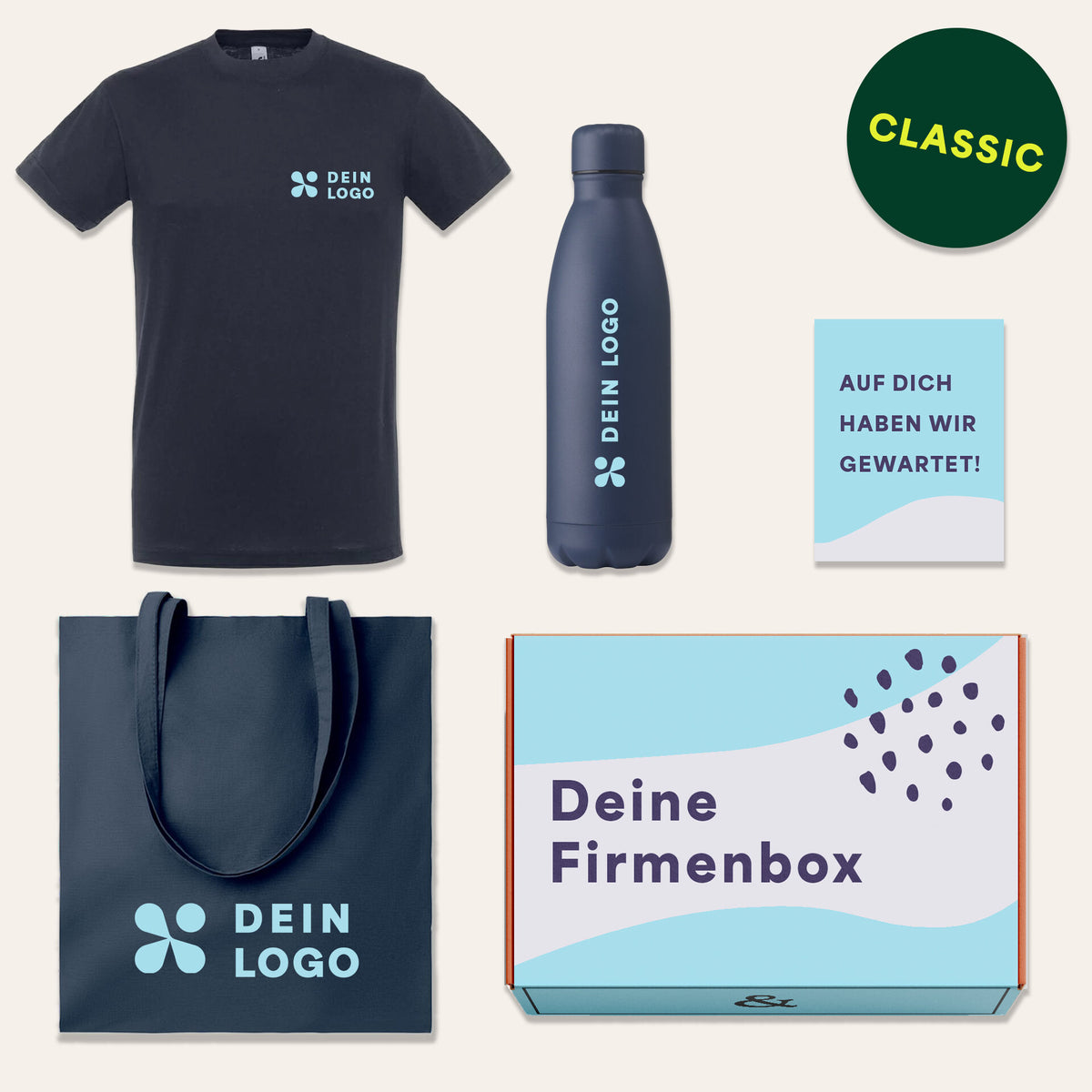 Alle Werbeartikel Classics in einer Geschenkbox für deine Mitarbeiter individualisieren!