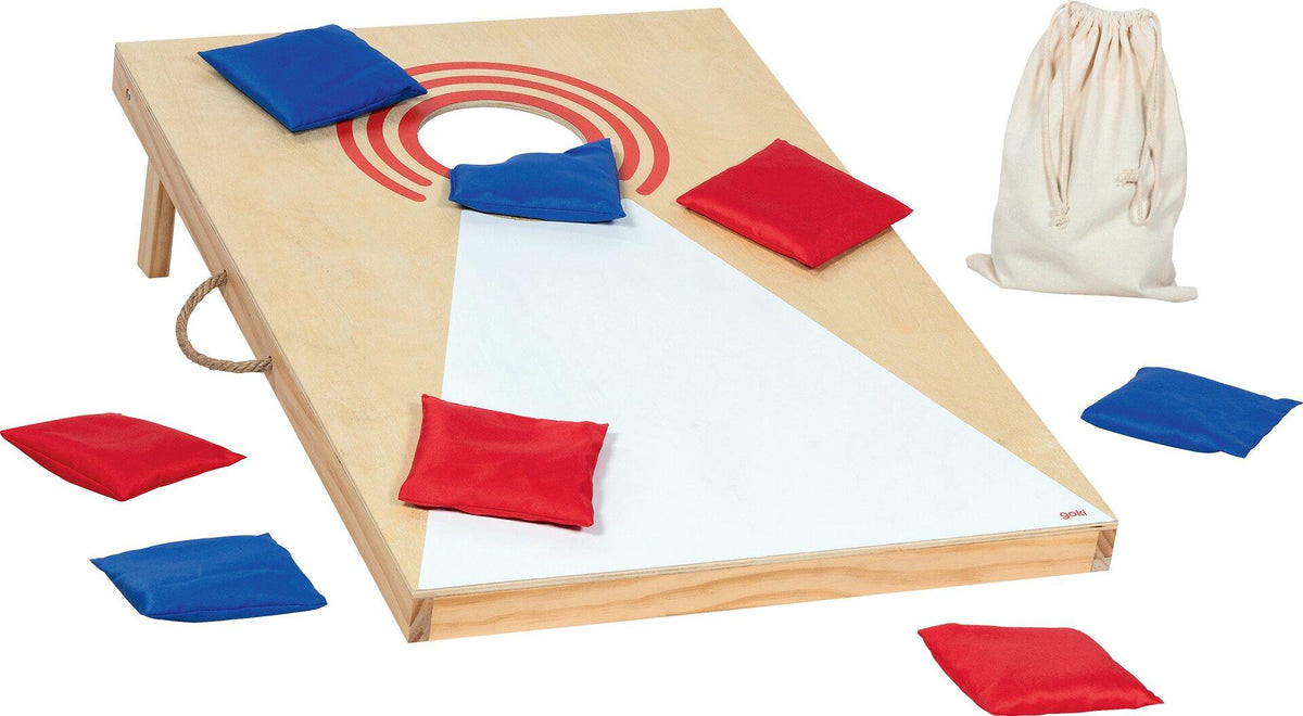 Cornhole Wurfspiel aus Holz mit acht Wurfsäckchen – Ansicht