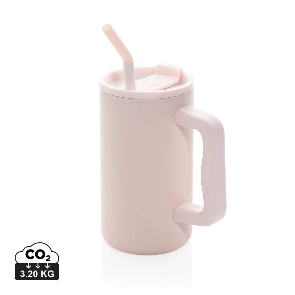 Cube Becher aus RCS recyceltem Stahl 800ml – rosa