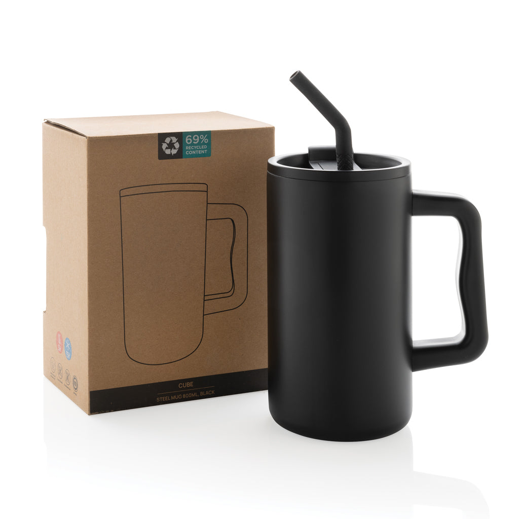 Cube Becher aus RCS recyceltem Stahl 800ml