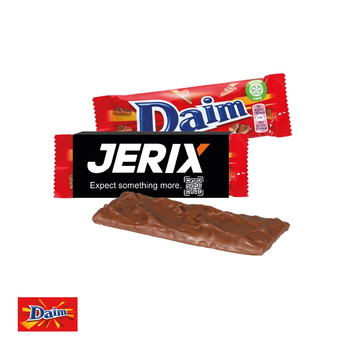 Daim Riegel mit Werbebanderole