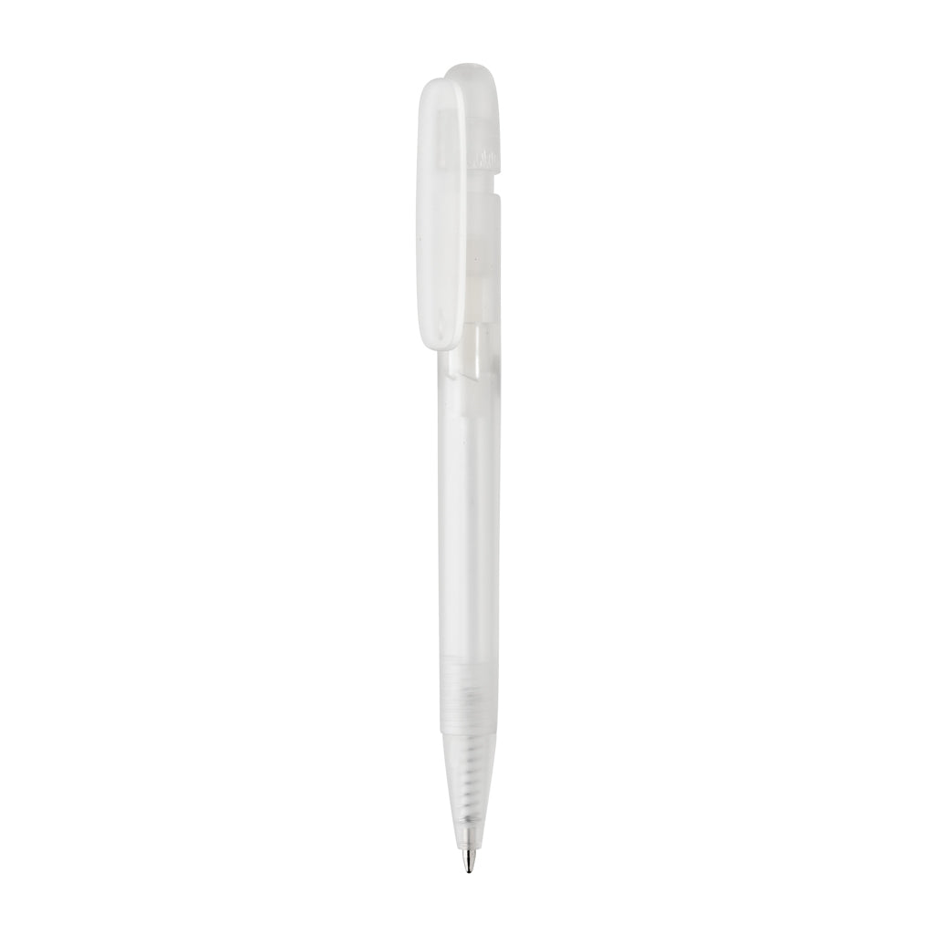 Devin transparenter Stift aus GRS zertifiziertem rABS – weiß