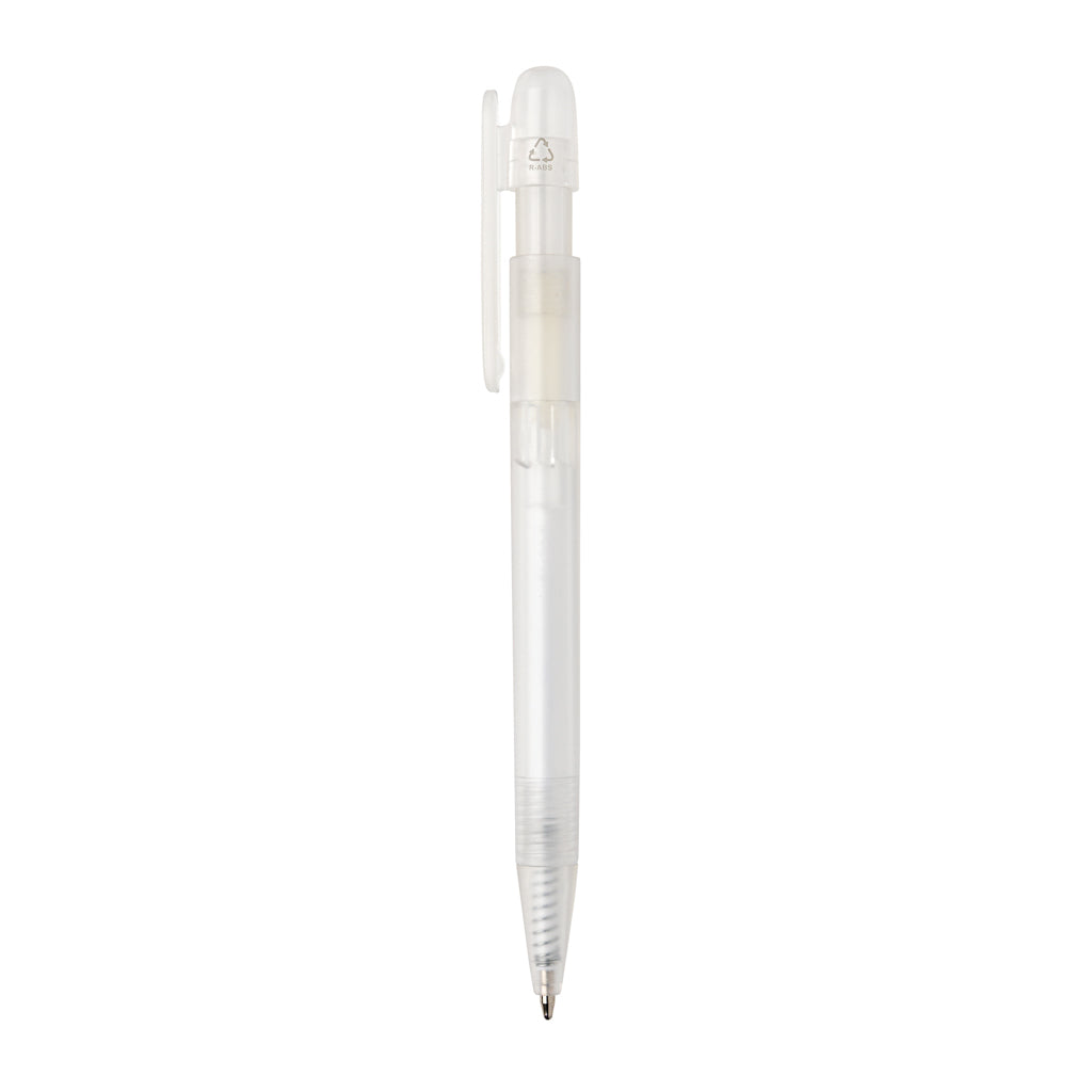 Devin transparenter Stift aus GRS zertifiziertem rABS – weiß