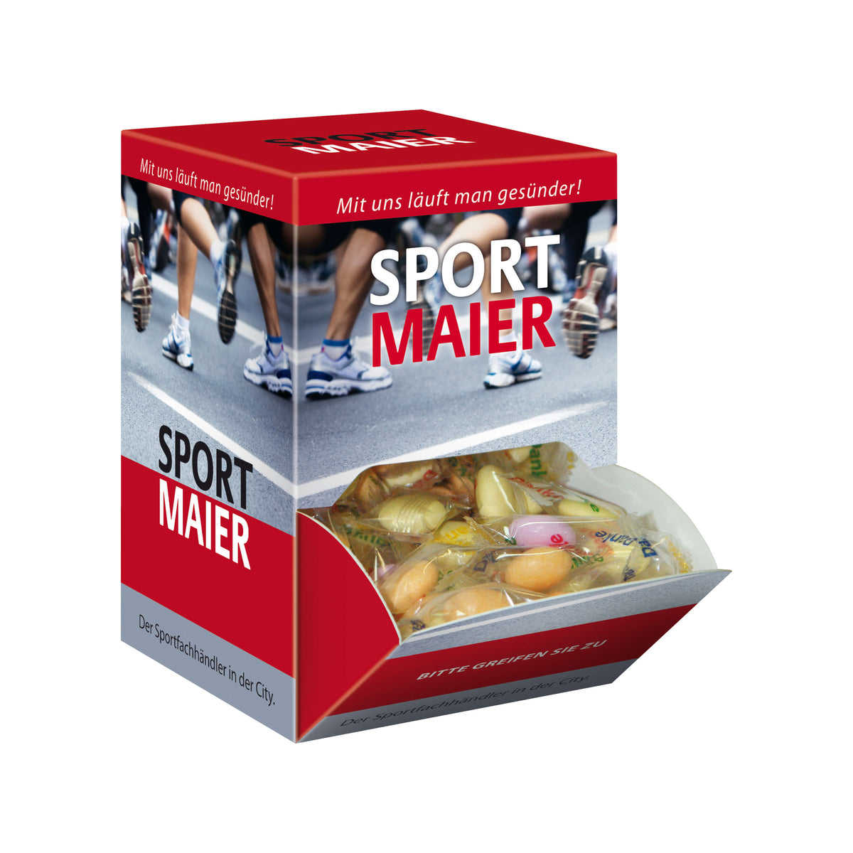 Mittlere Display Box aus Karton mit Schüttöffnung, leer