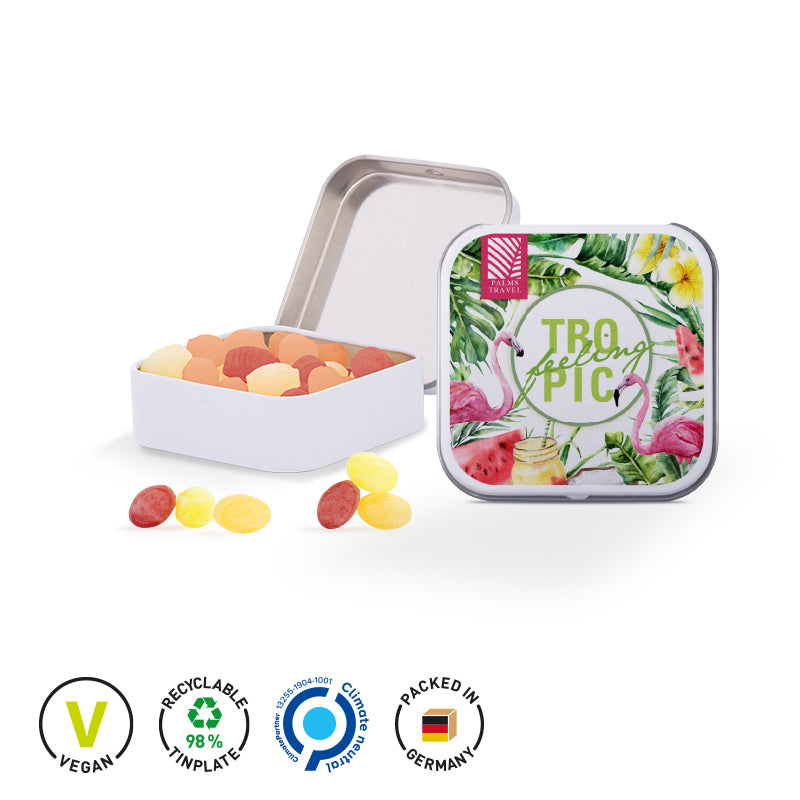 Bedruckbare Dose mit Fruchtmix Bonbons