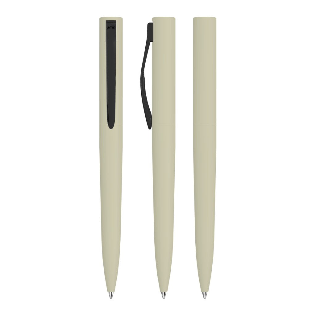 Drehkugelschreiber aus Metall mit mattschwarzem Clip – Beige