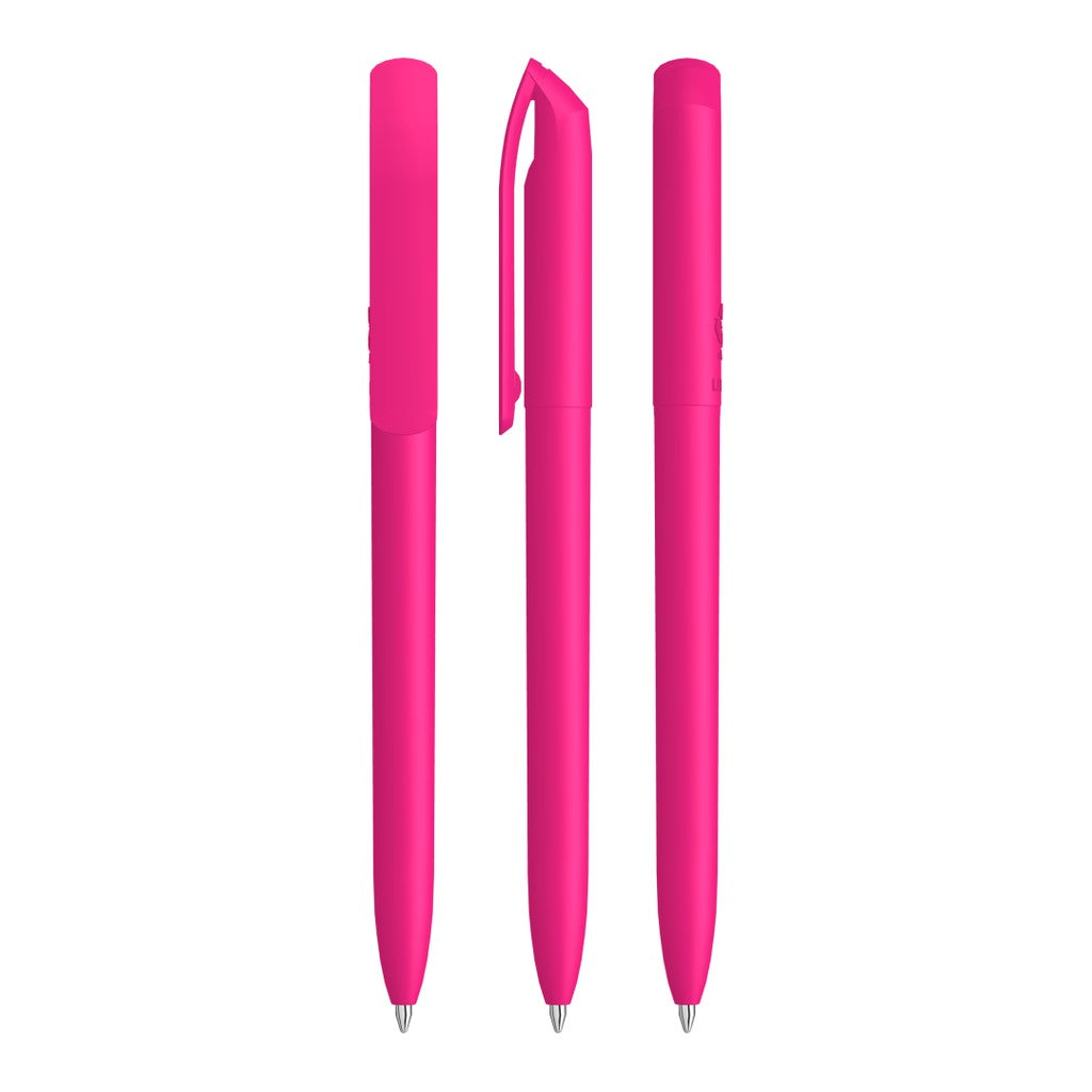 Drehkugelschreiber gedeckt mit spitzem Clip – Magenta