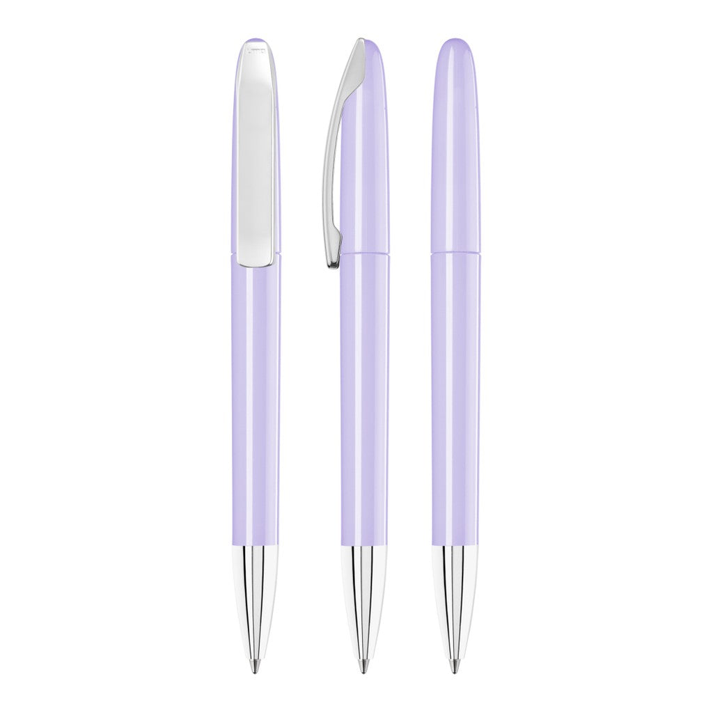 Drehkugelschreiber glänzend mit Metallclip – Hellviolett