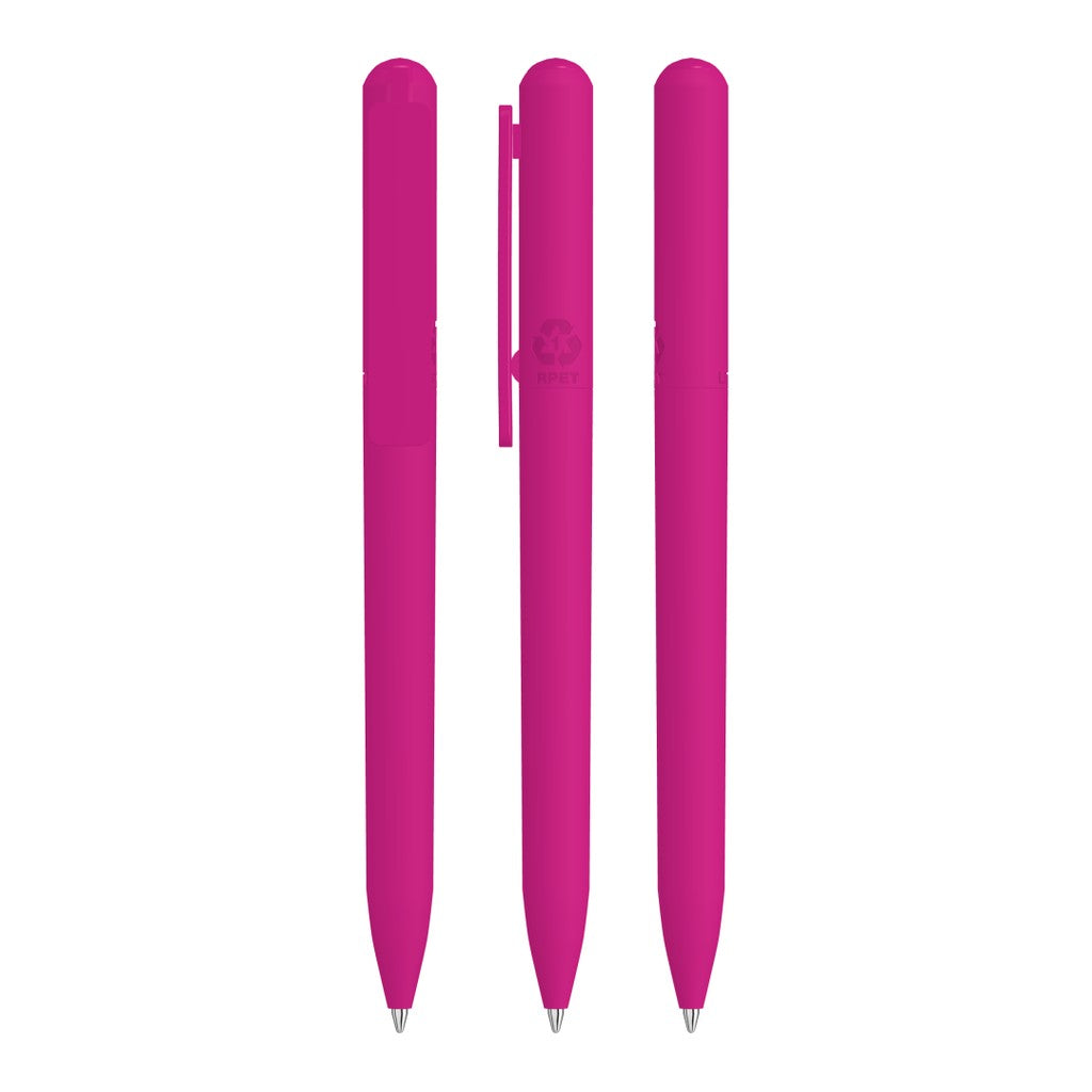 Drehkugelschreiber gummiert mit Kugelschreibermine – Magenta