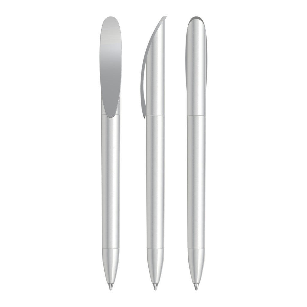 Drehkugelschreiber in Silber mit Bogenclip – Silber