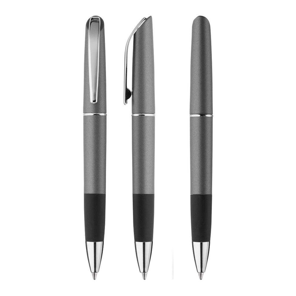 Drehkugelschreiber metallic mit Gummigriffzone