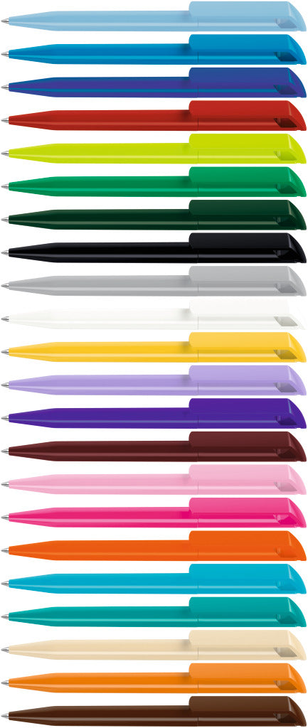 Drehkugelschreiber mit Lochclip und glänzendem Gehäuse – alle Farben