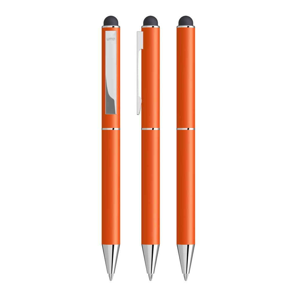 Drehkugelschreiber mit mattem Gehäuse und Stylusfunktion – Orange