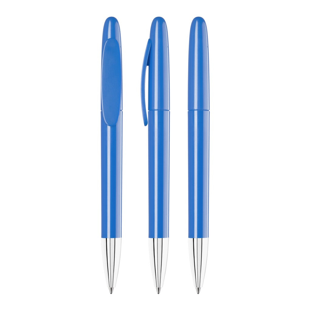 Drehkugelschreiber mit ovalem Clip in 20 Farben – Mittelblau