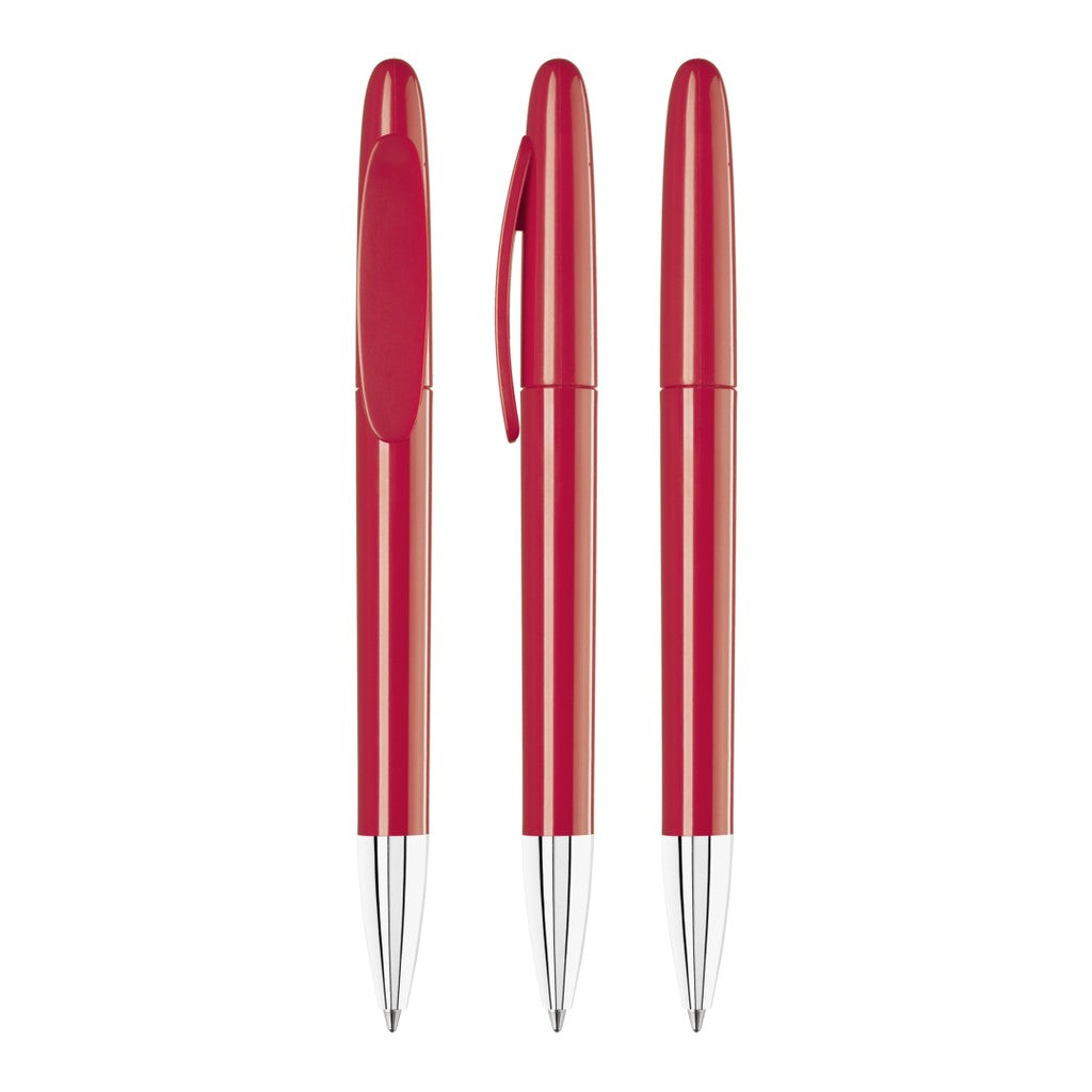 Drehkugelschreiber mit ovalem Clip in 20 Farben – Rot