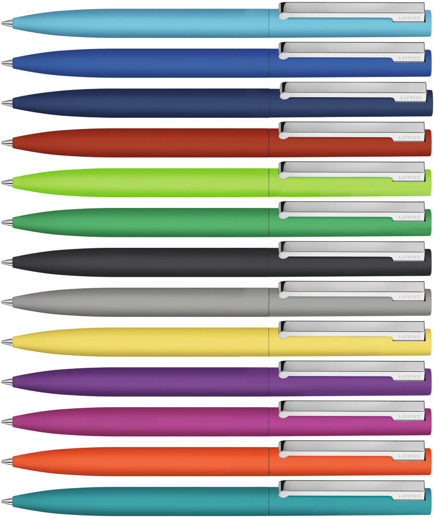 Drehkugelschreiber mit Soft Touch Griff und Federclip – alle Farben