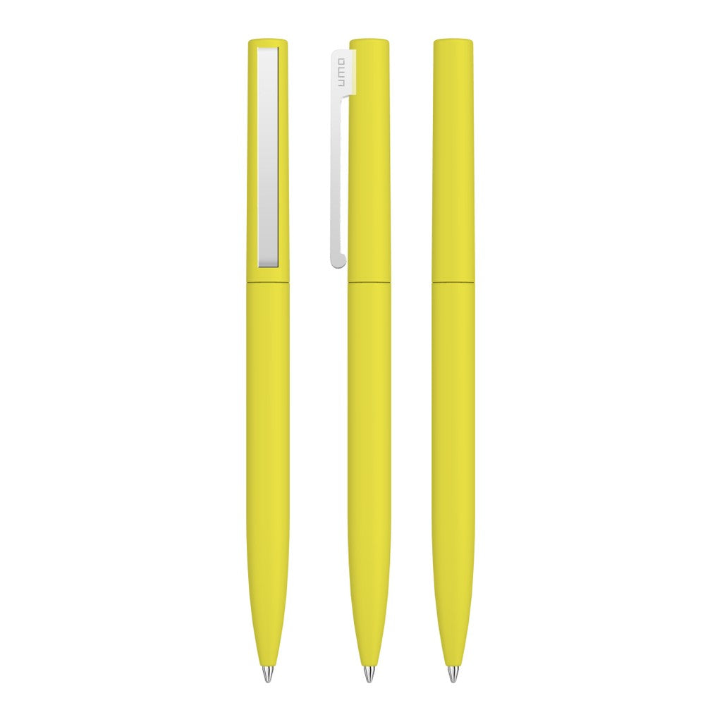 Drehkugelschreiber mit Soft Touch Griff und Federclip – Gelb
