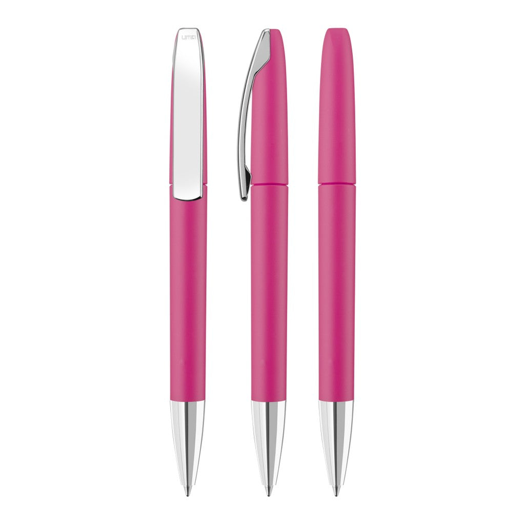 Drehkugelschreiber mit Softtouch Oberfläche – Magenta