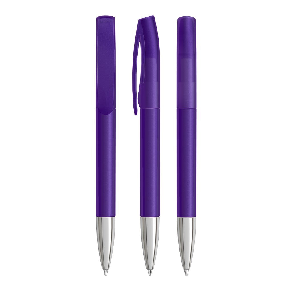Drehkugelschreiber transparent frozen mit Chromspitze – Violett