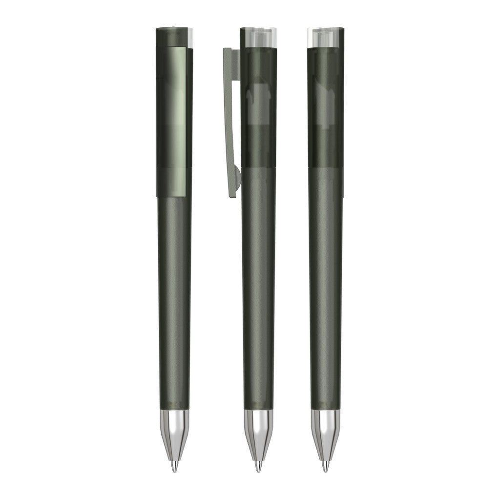 Drehkugelschreiber transparent frozen mit Metallspitze