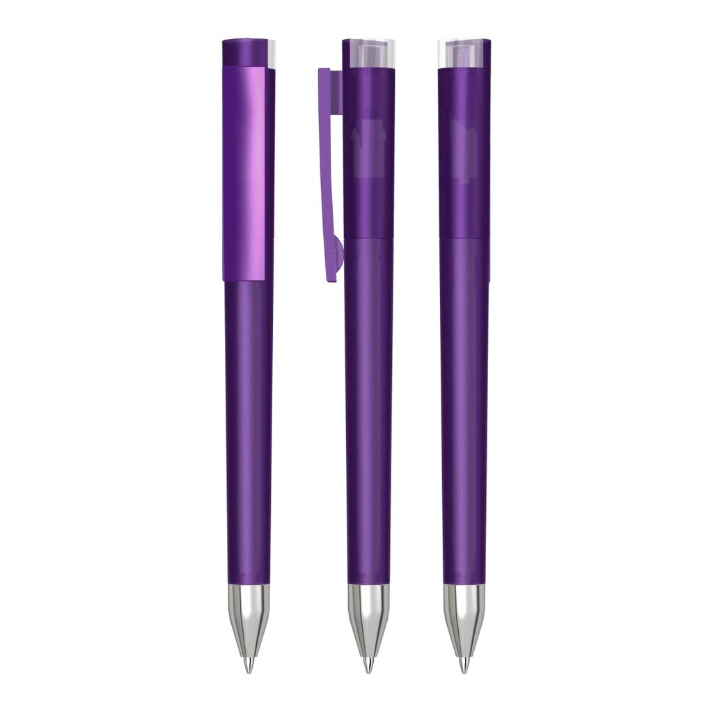 Drehkugelschreiber transparent frozen mit Metallspitze – Violett