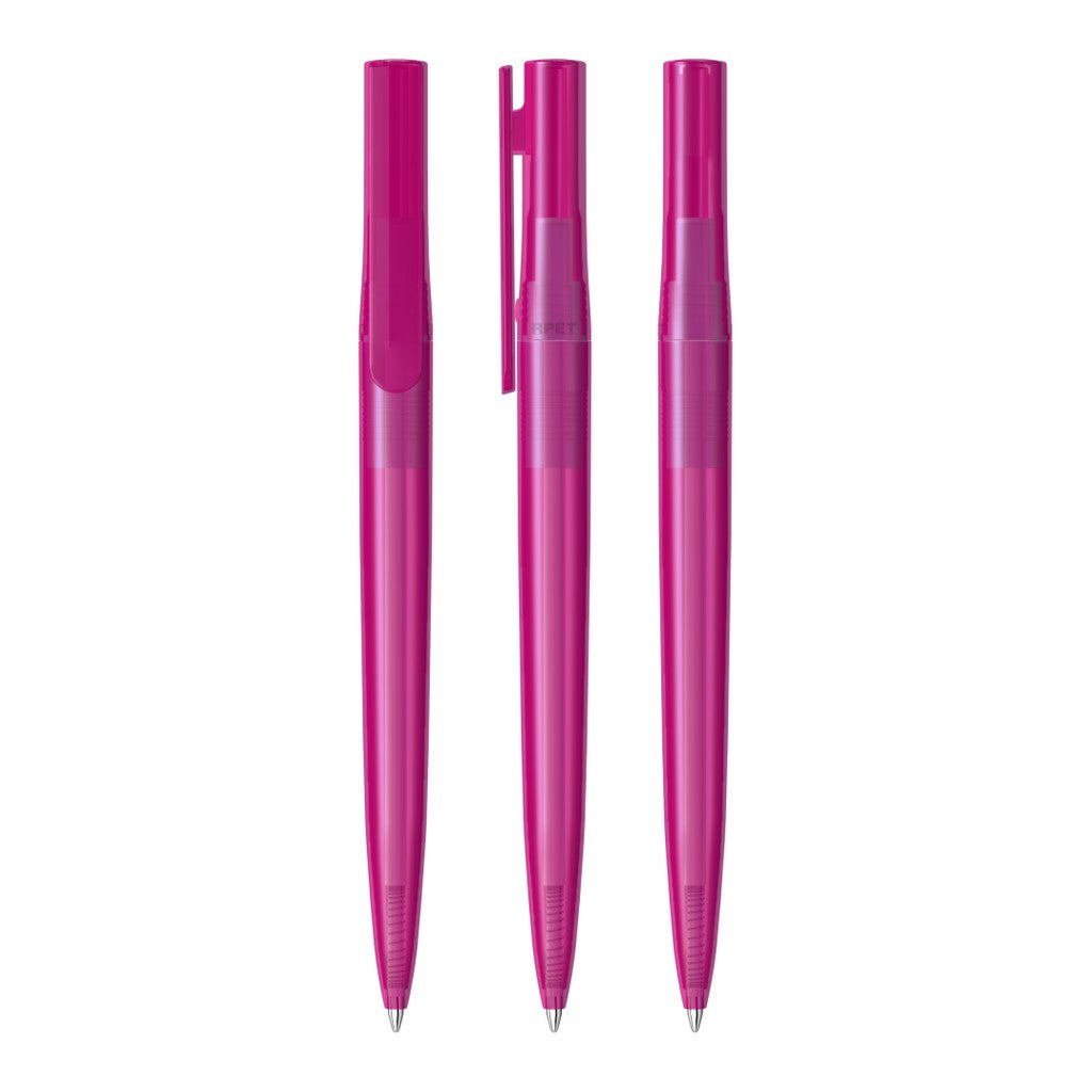Drehkugelschreiber transparent glänzend mit Großraummine – Magenta