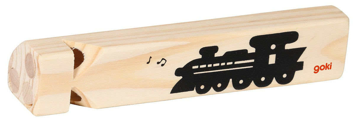 Dreiklang Lokflöte aus Holz mit Lokomotive