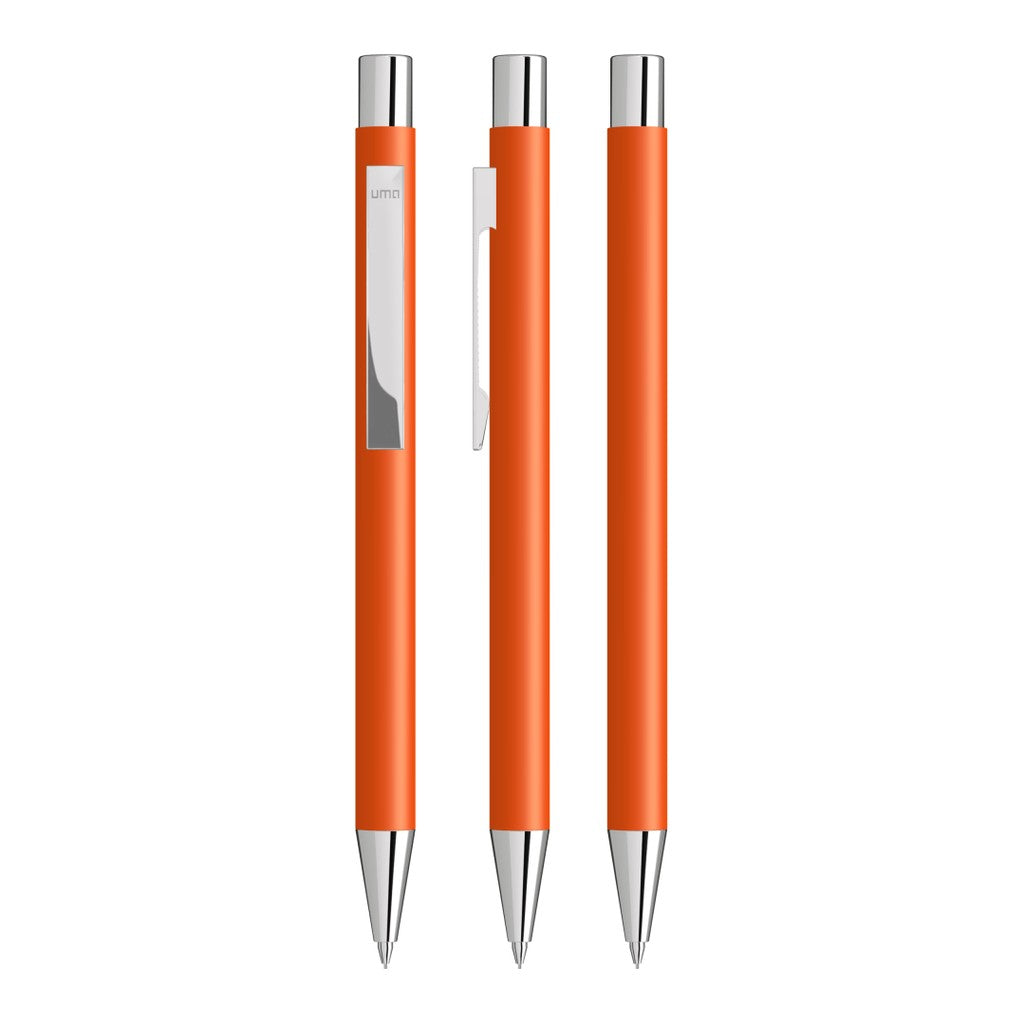 Druckbleistift aus Metall mit glänzendem Flachclip – Orange