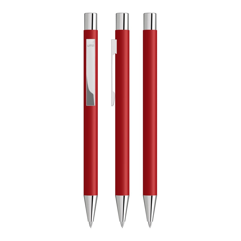 Druckbleistift aus Metall mit glänzendem Flachclip – Rot