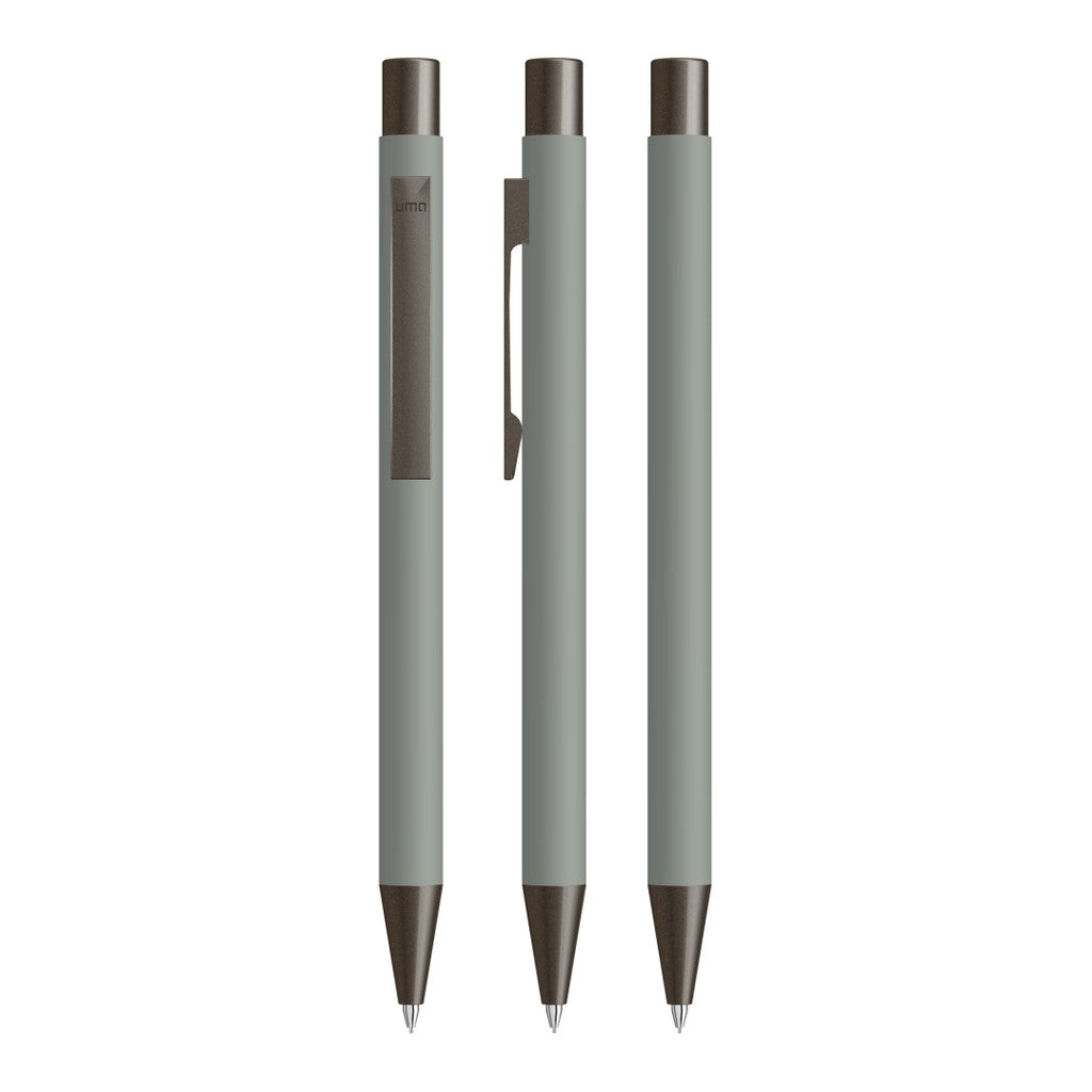 Druckbleistift mit gummiertem Gehäuse und Flachclip – Grau