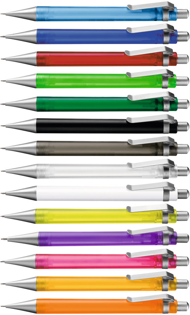 Druckbleistift transparent frozen mit Metallspitze – alle Farben