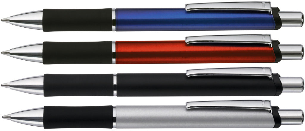Druckkugelschreiber Aluminium mit Gummigriffzone – alle Farben