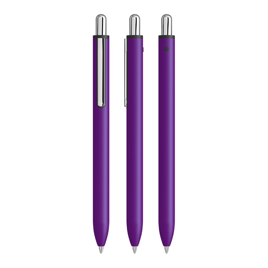 Druckkugelschreiber aus mattem Metall mit Chromclip – Violett