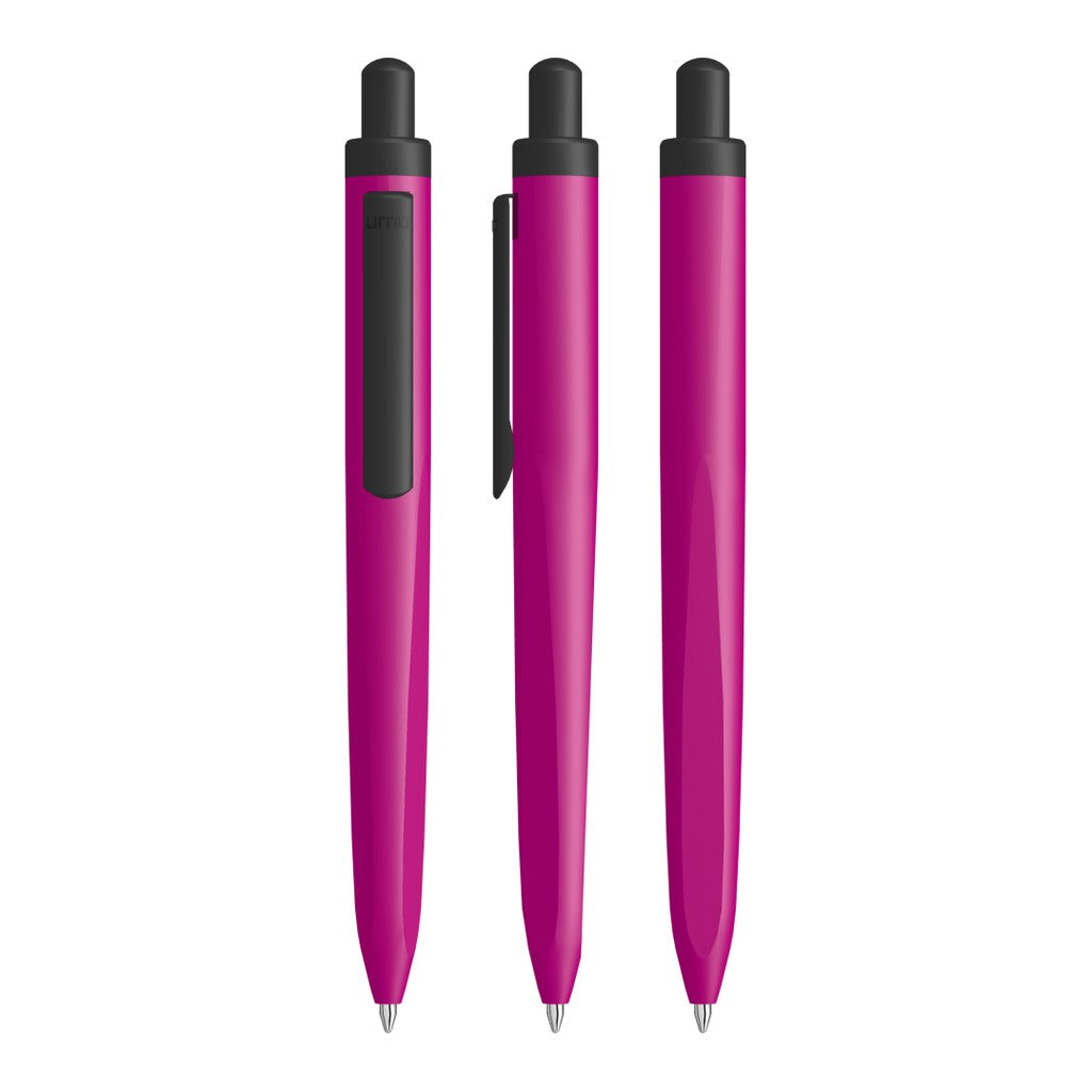Druckkugelschreiber aus Metall mit Dreikantspitze – Magenta