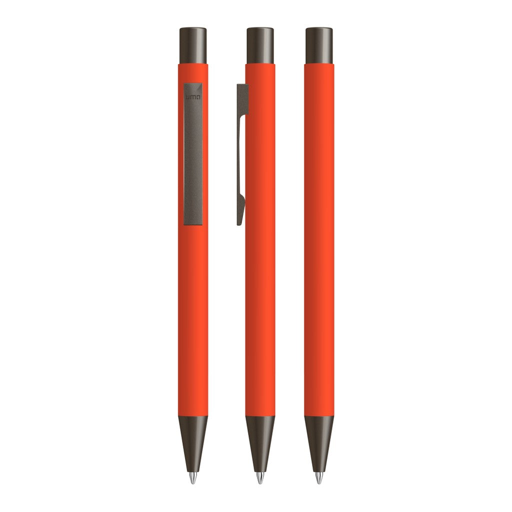 Druckkugelschreiber aus Metall mit Softtouch Oberfläche – Orange