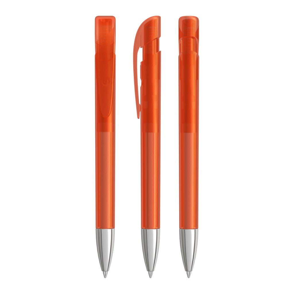 Druckkugelschreiber frozen mit verchromter Spitze – Orange