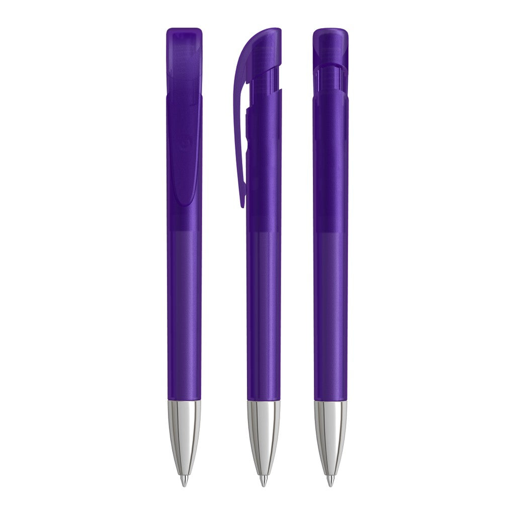 Druckkugelschreiber frozen mit verchromter Spitze – Violett