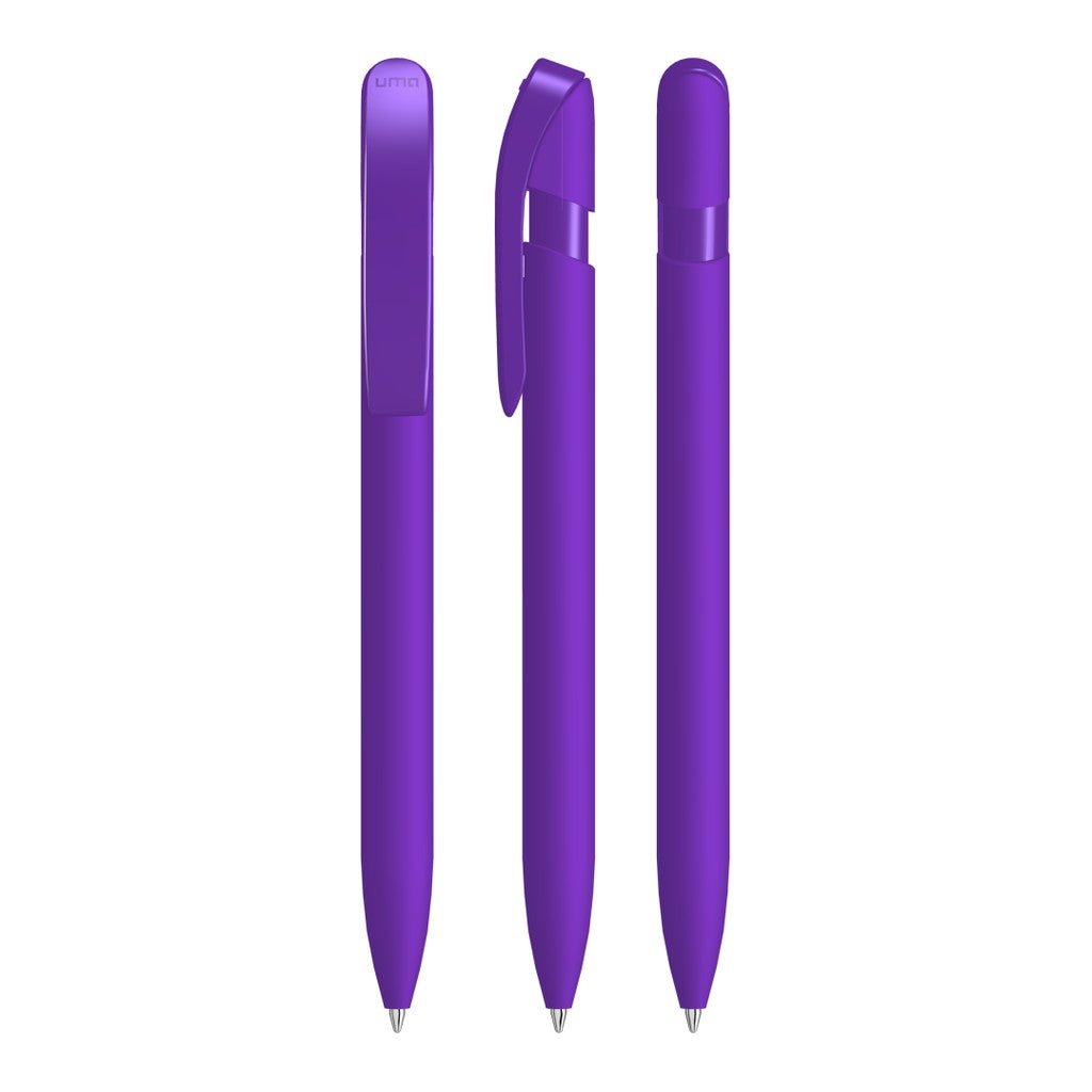 Druckkugelschreiber gummiert mit glänzendem Clip – Violett