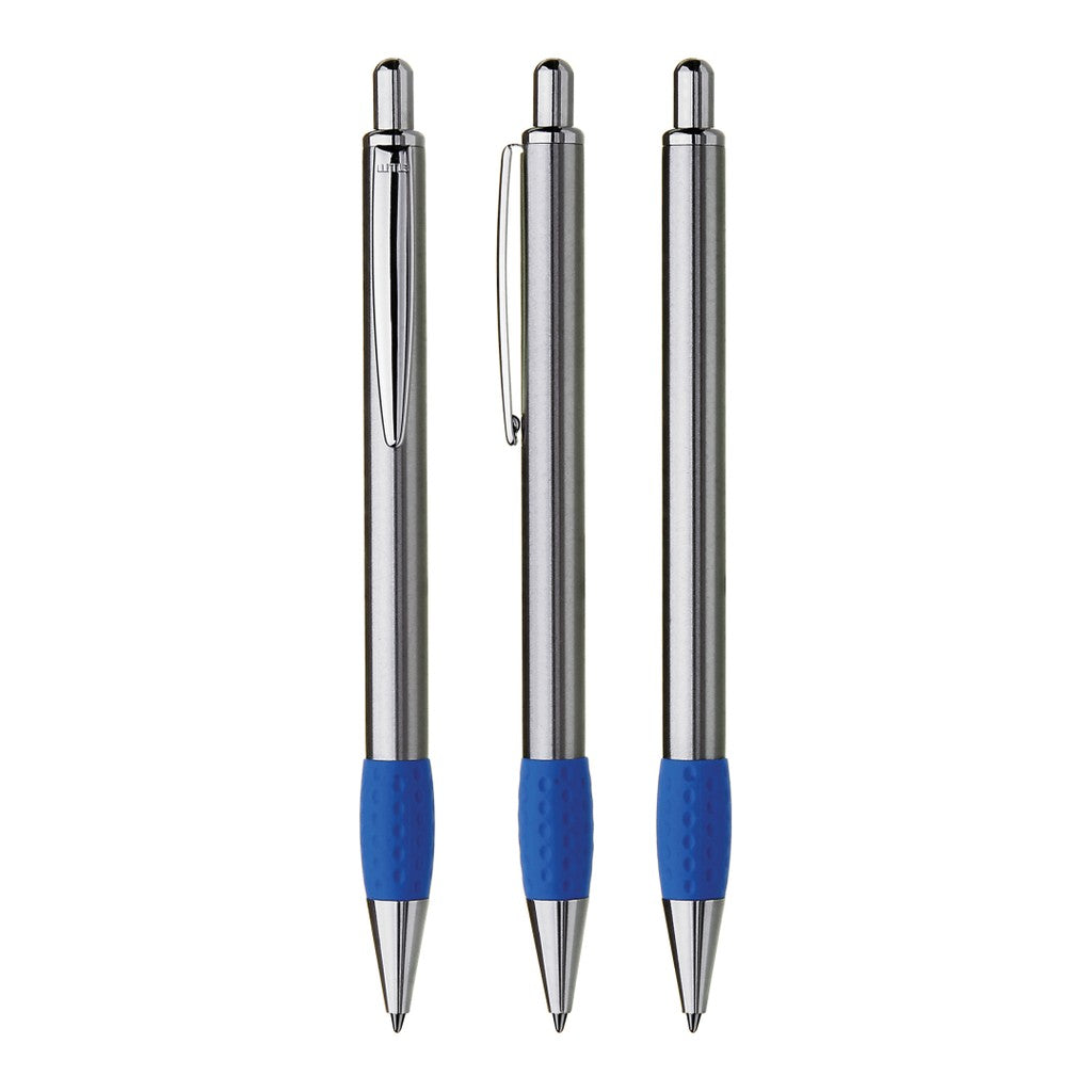 Druckkugelschreiber Metall mit farbiger Griffzone – Blau