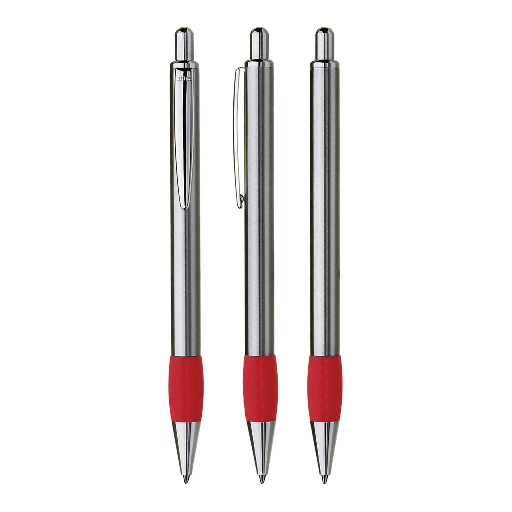 Druckkugelschreiber Metall mit farbiger Griffzone – Rot