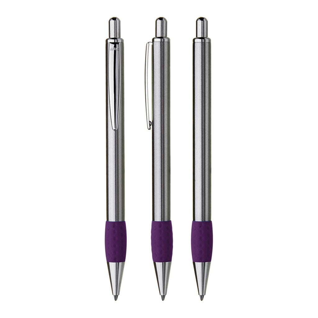 Druckkugelschreiber Metall mit farbiger Griffzone – Violett