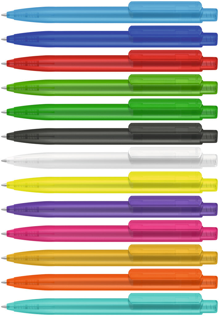 Druckkugelschreiber milchig transparent mit Griffzone – alle Farben